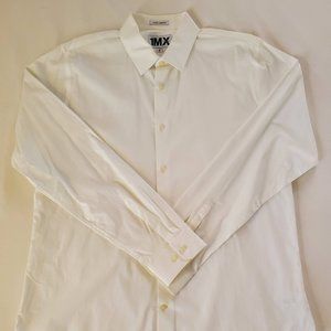 Mens Express XL 17-17 1/2 1MX Extra Slim Fit button down White